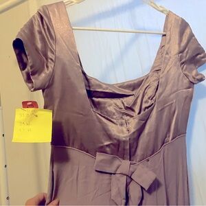 1990s size 7-8 empire waist dual fabric long dress/formal gown in mauve